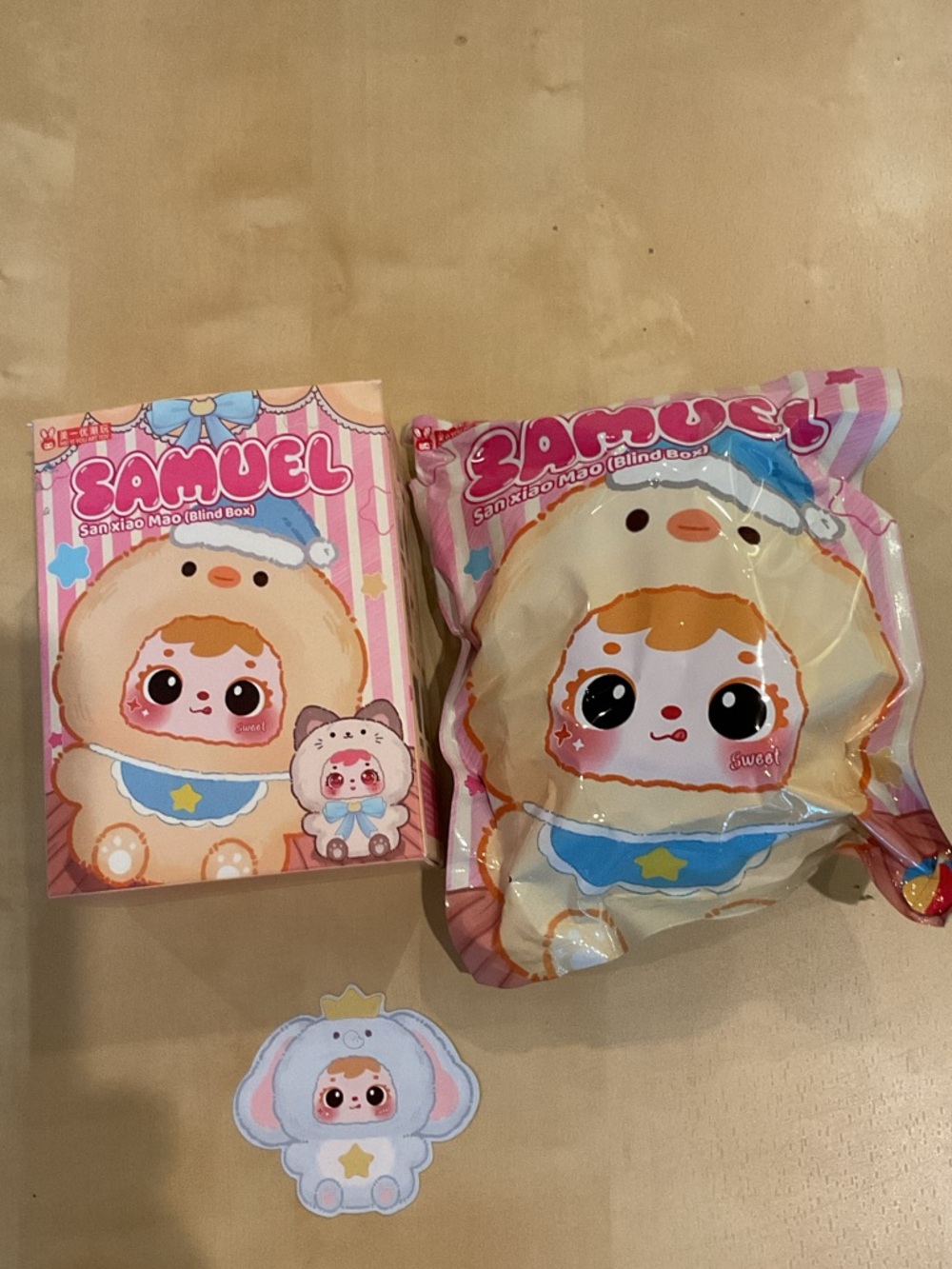 Samuel plushy confirmed new in bag, blue elephant